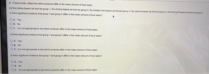 A Pet Food Company Conducted An Experiment To Compare Five Different Cat Foods A Sample Of 30 Cats From The Population 2