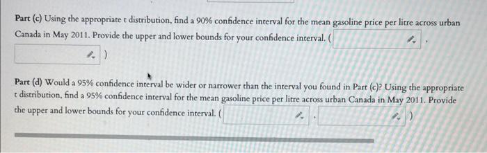 The Data Below Gives The Mean Price In Cents Of A Litre Of Regular Gasoline At Self Service Filling Stations At A Samp 2