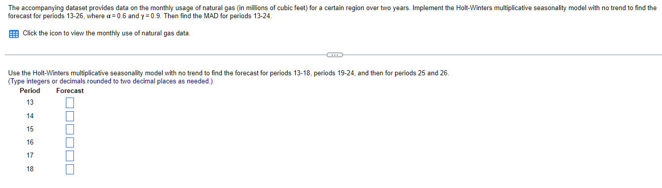The Accompanying Dataset Provides Data On The Monthly Usage Of Natural Gas In Millions Of Cubic Feet For A Certain Reg 1