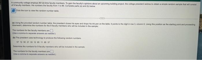 A Community College Employs 86 Ful Time Faculty Members To Gain The Faculty S Opinions About An Upcoming Building Proje 1
