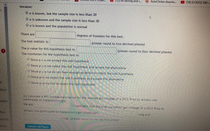 Tion Udent Tion Ports Sents Because O Is Known But The Sample Size Is Less Than 30 O Is Unknown And The Sample Size Is 1