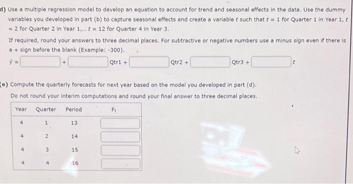 Consider The Following Time Series Data Quarter 1 2 3 Year 1 Ii 4 0 3 5 Year 2 6 1 5 7 A Choose The Correct Time Se 4