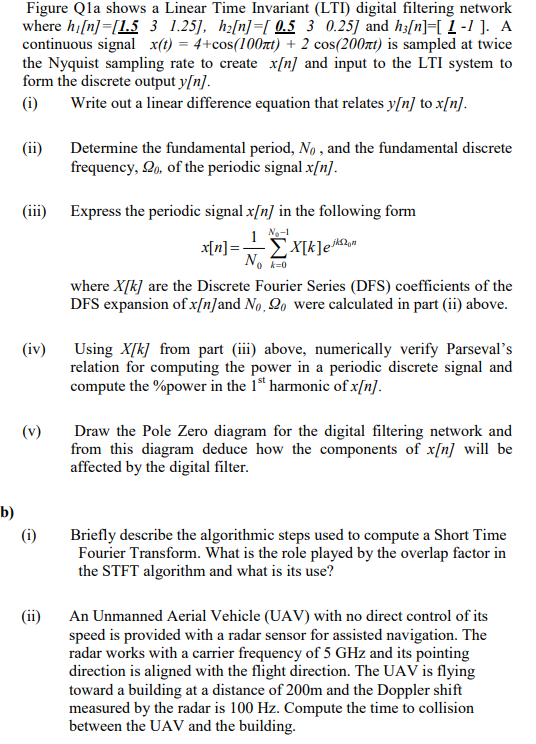 Figure Qla Shows A Linear Time Invariant Lti Digital Filtering Network Where Hi N 1 5 3 1 25 H2 N 0 5 3 0 25 A 1