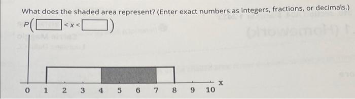 What Does The Shaded Area Represent Enter Exact Numbers As Integers Fractions Or Decimals X X 0 1 2 3 4 5 6 7 8 1
