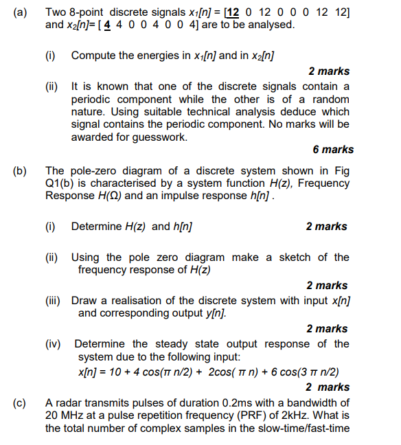 A Two 8 Point Discrete Signals X1 N 12 0 12 0 0 0 12 12 And X2 N 4 4 0 0 4 0 0 4 Are To Be Analysed 1 Com 1