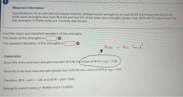 Required Information Specifications For An Aircraft Bolt Require That The Ultimate Tensile Strength Be At Least 18 Kn I 1