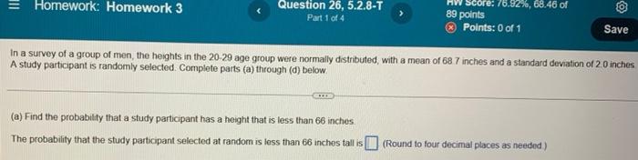 Homework Homework 3 Question 79 5 5 27 T Part 1 Of 3 Ce Hw Score 76 92 68 46 Of 89 Points O Points 0 Of 1 About 2