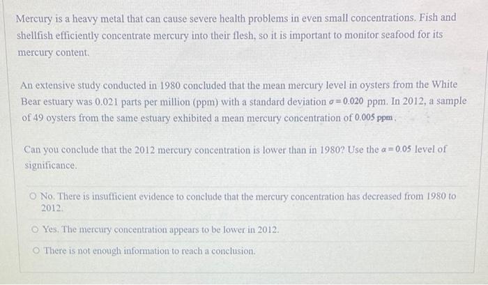 Mercury Is A Heavy Metal That Can Cause Severe Health Problems In Even Small Concentrations Fish And Shellfish Efficien 1