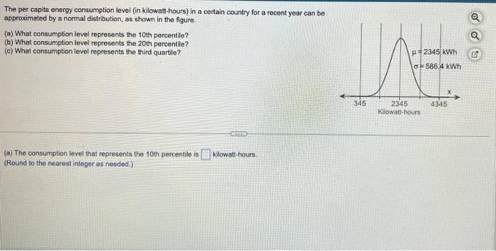 The Per Capita Energy Consumption Level In Kilowatt Hours In A Certain Country For A Recent Year Can Be Approximated B 1