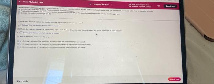 Quiz Quiz 6 1 6 4 Her Wishes An 00 What Is The Oa Having An Having An Oc Hegn Statcrunch P 10 Up To The Rest We Numbe 1