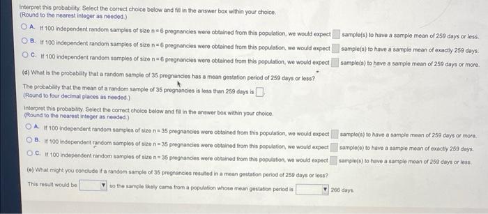 The Length Of Human Pregnancies Is Approximately Normal With Mean U 266 Days And Standard Deviation O 16 Days Complete 2