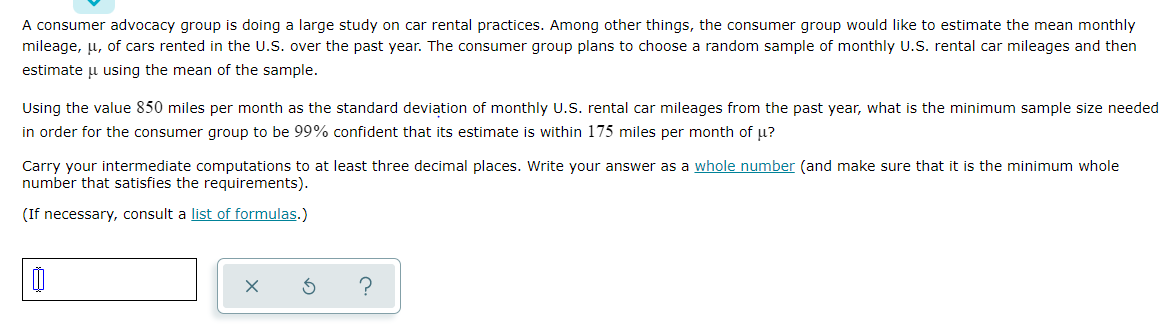 A Consumer Advocacy Group Is Doing A Large Study On Car Rental Practices Among Other Things The Consumer Group Would L 1