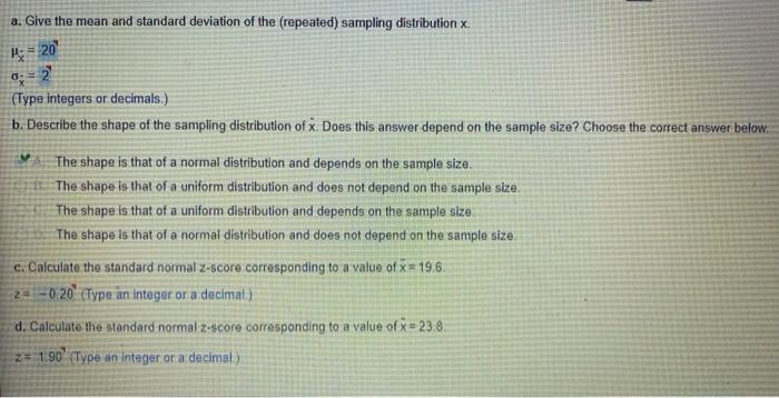 A Random Sample Of N 36 Observations Is Drawn From A Population With A Mean Equal To 23 And A Standard Deviation Equal T 2