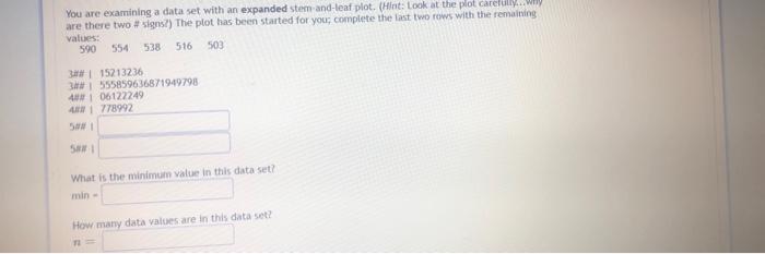 You Are Examining A Data Set With An Expanded Stem And Leaf Plot Hint Look At The Plot Carefully Why Are There Two 1