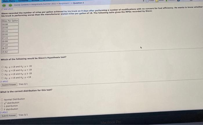 Main Menu Contents Course Contents Assignments Summer 2022 Assignment 1 Question 3 7 Total 83 Steve Recorded The Numb 1