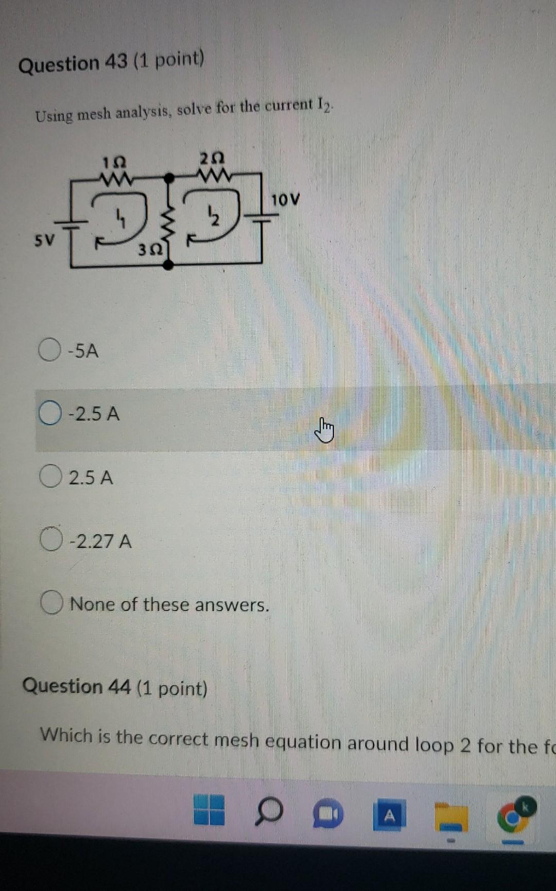 Question 35 1 Point Using Superposition Theorem What Is The Voltage On The 300 Resistor Due To E2 Supply Only E1 10 4