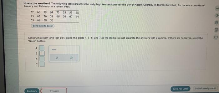 How S The Weather The Following Table Presents The Daily High Temperatures For The City Of Macon Georgia In Degrees F 1
