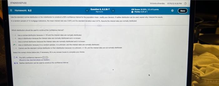 Sta2023527022 Homework 6 2 Question 8 6 2 38 T Which Should Be Used To Contruct The Conc 30 And The Interest Rates Are 1