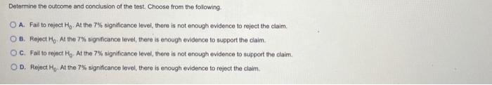 Test The Claim About The Population Mean U At The Given Level Of Significance Using The Given Sample Statistics Claim 3