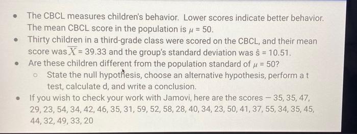 The Cbcl Measures Children S Behavior Lower Scores Indicate Better Behavior The Mean Cbcl Score In The Population Is 1