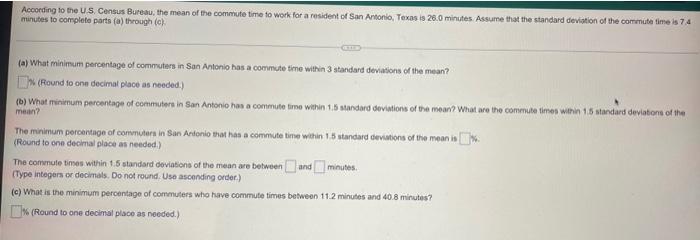 According To The U S Census Bureau The Mean Of The Commute Time To Work For A Resident Of San Antonio Texas Is 26 0 M 1