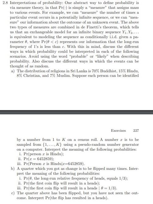2 8 Interpretations Of Probability One Abstract Way To Define Probability Is Via Measure Theory In That Pr Is Simpl 1