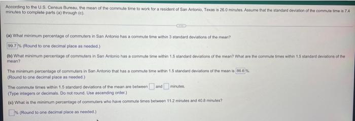 According To The U S Census Bureau The Mean Of The Commute Time To Work For A Resident Of San Antonio Texas Is 26 0 M 1