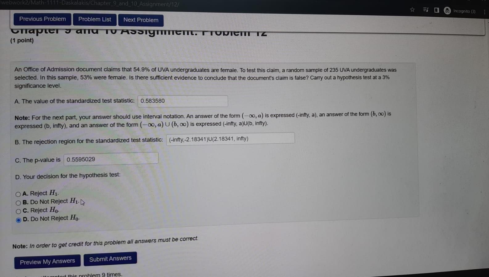 Webwork2 Math 1111 Daskalakis Chapter 9 And 10 Assignment 12 Previous Problem Problem List Next Problem Chapter 9 10 As 1