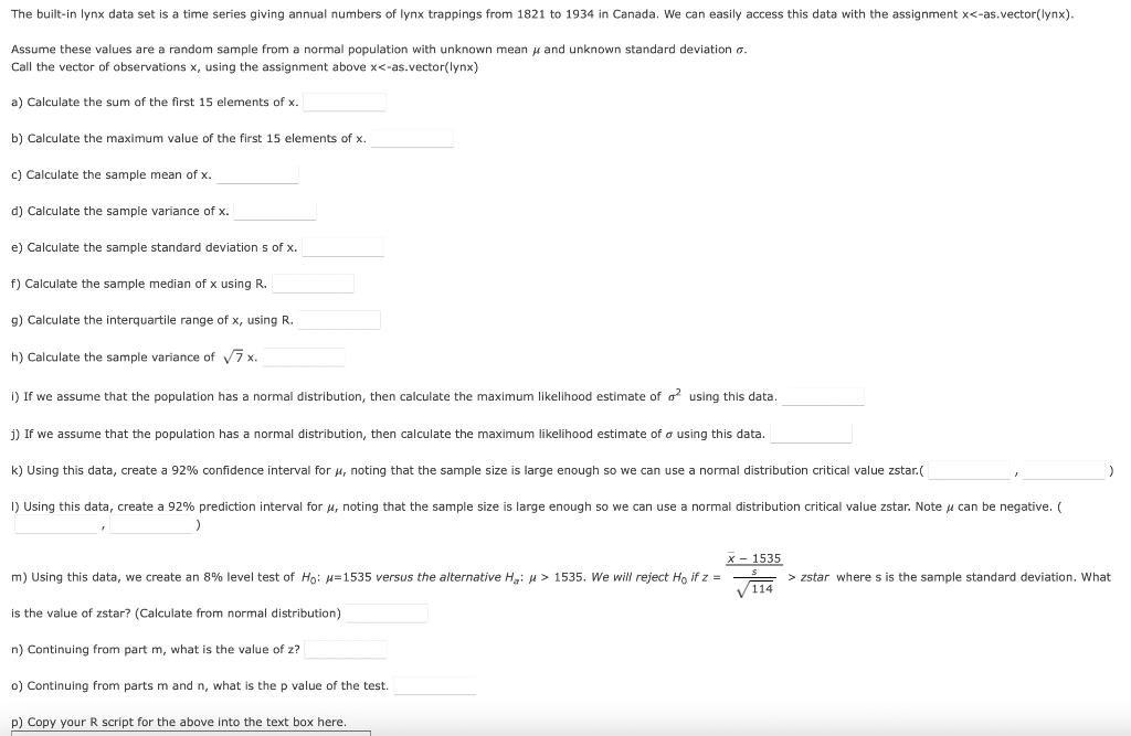 The Built In Lynx Data Set Is A Time Series Giving Annual Numbers Of Lynx Trappings From 1821 To 1934 In Canada We Can 1