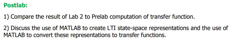 Prelab Derive The State Space Representation Where The Output Is The Displacement Xz T And Transfer Function X2 S F 2
