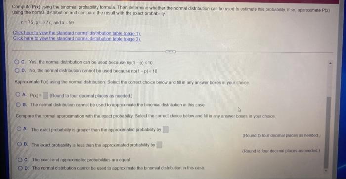 Point S Possible Compute P X Using The Binomial Probability Formula Then Determine Whether The Normal Distribution Can 3