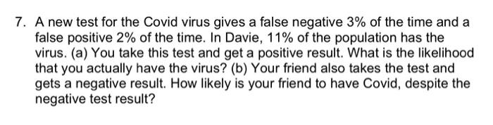 7 A New Test For The Covid Virus Gives A False Negative 3 Of The Time And A False Positive 2 Of The Time In Davie 1 1