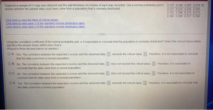 Suppose A Sample Of O Rings Was Obtained And The Wall Thickness In Inches Of Each Was Recorded Use A Normal Probabili 1