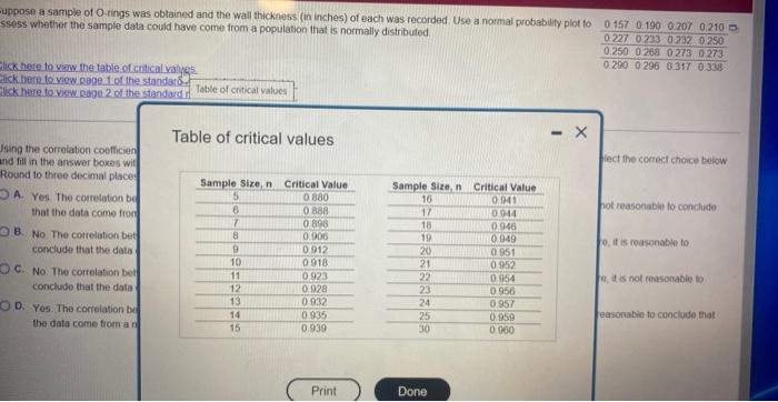 Suppose A Sample Of O Rings Was Obtained And The Wall Thickness In Inches Of Each Was Recorded Use A Normal Probabili 3