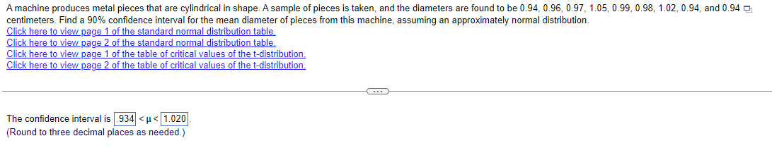 A Machine Produces Metal Pieces That Are Cylindrical In Shape A Sample Of Pieces Is Taken And The Diameters Are Found 1