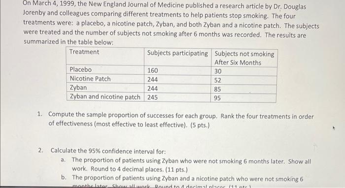 On March 4 1999 The New England Journal Of Medicine Published A Research Article By Dr Douglas Jorenby And Colleagues 1