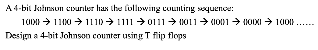 A 4 Bit Johnson Counter Has The Following Counting Sequence 1000 1100 1110 1111 0111 0011 0001 0000 100 1