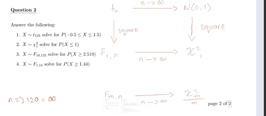 Question 2 Answer The Following 1 Xt125 Solve For P 0 5 X 1 5 2 Xx Solve For P X 1 3 X F10 125 Solve For P 1