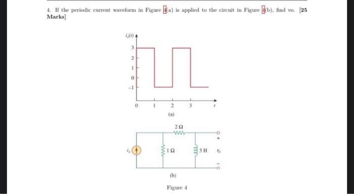 4 If The Periodic Current Waveform In Figurea Is Applied To The Circuit In Figure 26 Find Vo 25 Marks Til 1 0 1 1