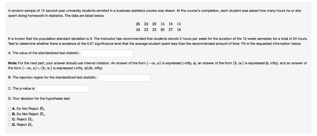 A Random Sample Of 12 Second Year University Students Enrolled In A Business Statistics Course Was Drawn At The Course 1