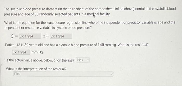 The Systolic Blood Pressure Dataset In The Third Sheet Of The Spreadsheet Linked Above Contains The Systolic Blood Pre 1