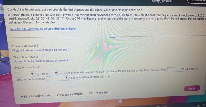 Ek Assi Conduct The Hypothesis Test And Provide The Test Statistic And The Critical Value And State The Conclusion A Pe 1