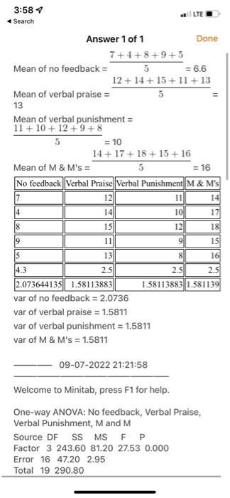 20 The Following Experiment Was Conducted To See If The Kind Of Feedback Beginning Baseball Players Receives Has An Imp 3