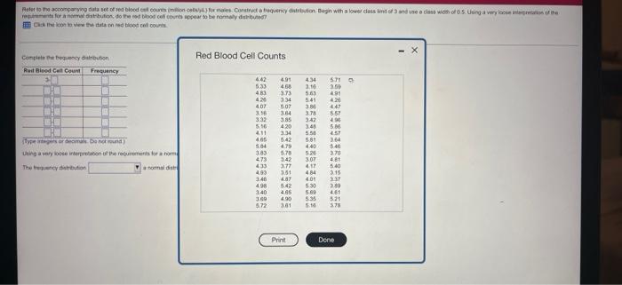 Refer To The Accompanying Data Set Of Red Blood Cell Counts Million Celsyl For Males Construct A Frequency Distribution 1