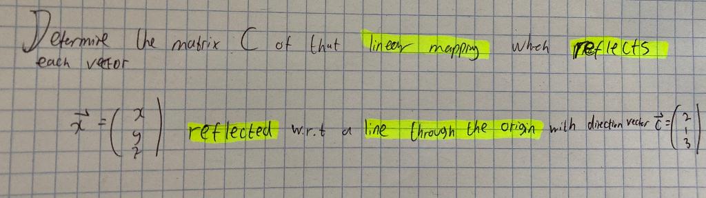 Question Regarding Linear Mapping Of Vector Edit Reflection About A Plane In R 3 1