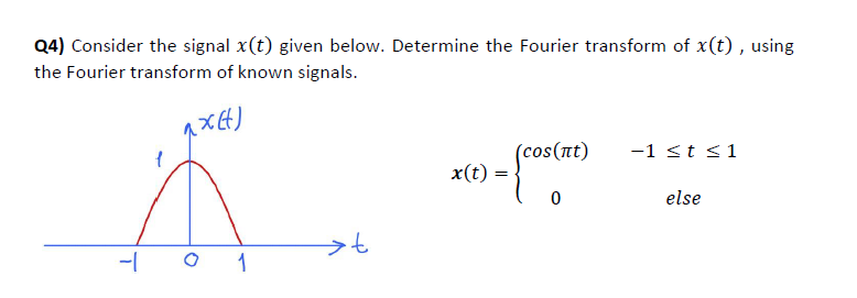 Q4 Consider The Signal X T Given Below Determine The Fourier Transform Of X T Using The Fourier Transform Of Known 1