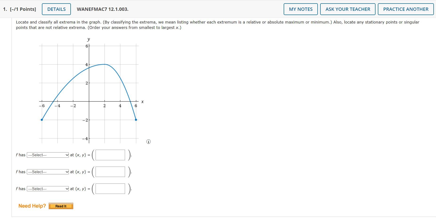 1 1 Points F Has F Has 6 Select Locate And Classify All Extrema In The Graph By Classifying The Extrema We 1