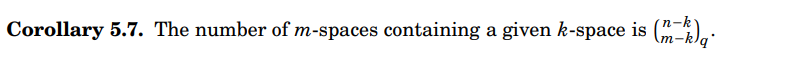 Q Corollary 5 7 The Number Of M Spaces Containing A Given K Space Is Mk Theorem 5 9 The Incidence Graph In Q Is 1