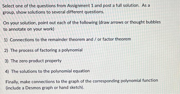 3 2 2 4 X 6 0 Select One Of The Questions From Assignment 1 And Post A Full Solution As A Group Show Solutions 2