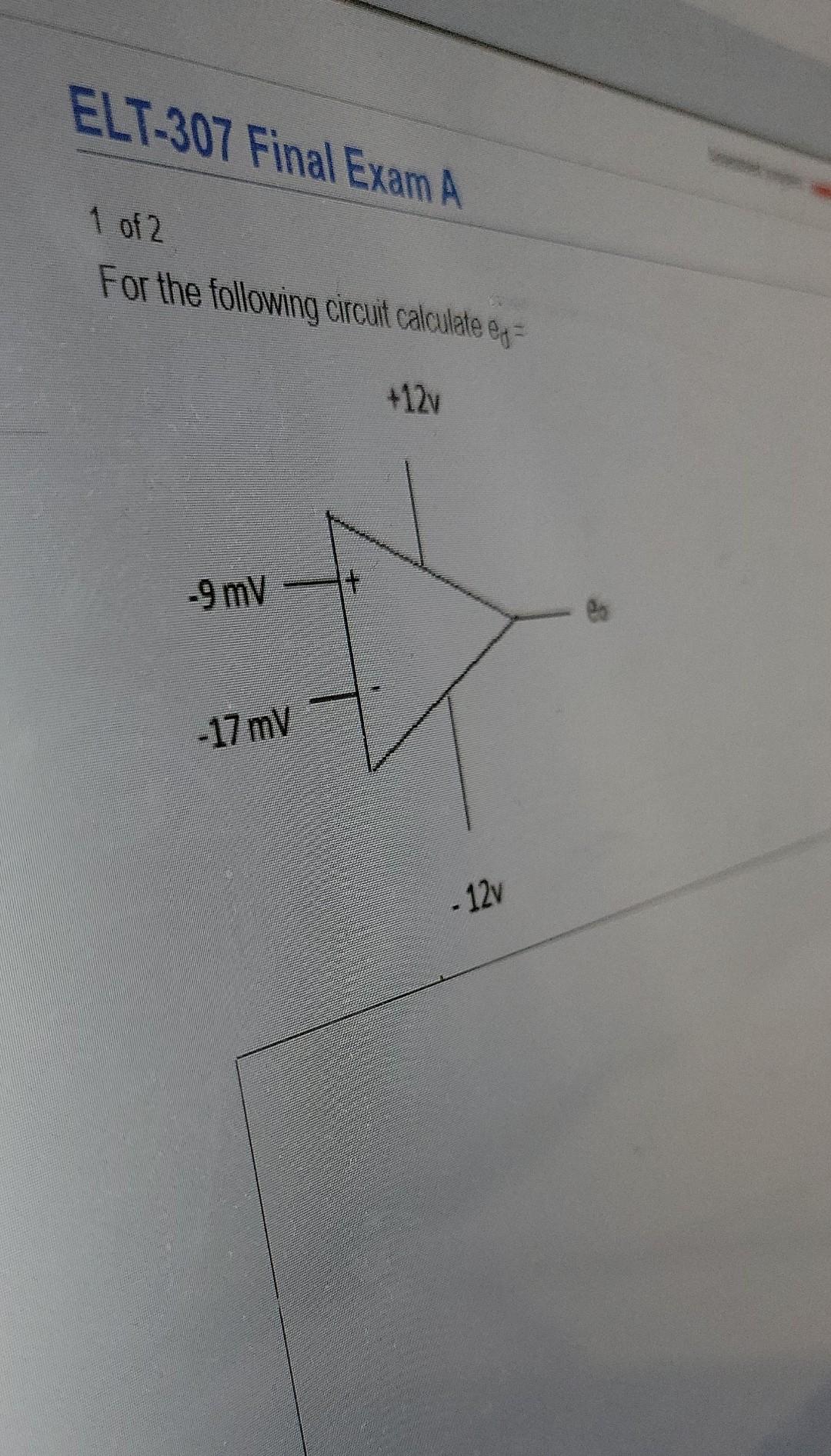 For The Following Circuit Calculate Ed 1